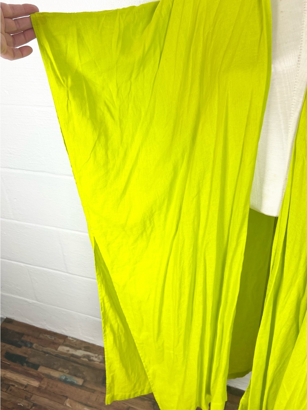NWT C&C California linen blend kimono One Size lime green cover up - Picture 6 of 8